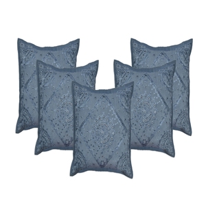 Fundas de Cojín Cuadradas de Algodón Estilo Jaipuri, Bordado con Diseño de Espejo, Decoración para el Hogar y Hoteles, Cierre de Cremallera, Personalizables - Product Image 1