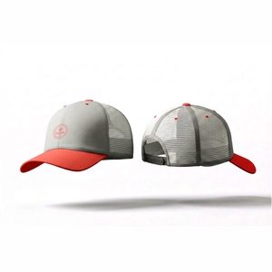 Gorra de béisbol estilo camionero premium blanca y roja – Gorra ajustable con cierre a presión y logotipo circular bordado - Product Image 3