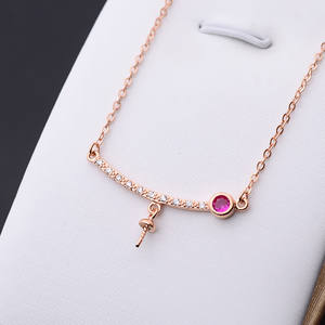 Collier pendentif en argent S925 pour femmes avec accessoires de bijoux DIY vides, chaîne de clavicule en perles - Product Image 1