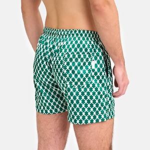 <b>Mens</b> Green Geometric Swim <b>Trunks</b> Quick Dry Beach Shorts Drawstring Summer Board Shorts OEM Wholesale <b>Mens</b> Printed Swim <b>Trunks</b> - Product Image 3