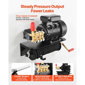 Kit de Bomba de Lavadora a Presión Eléctrica de 5 HP, 1950 PSI, 3.2 GPM, Triplex, 240 V, Incluye Soporte de Pared para Alta Presión - Product Image 4
