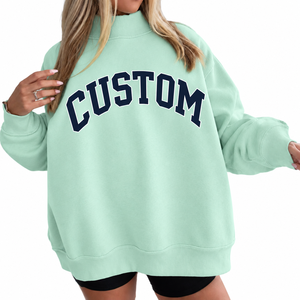 Casual Wear Women's Applique <b>Mock</b> Neck Long Sleeve Pullover Sweatshirt Custom Front Logo Anti-Shrink & Eco-Friendly - Product Image 3