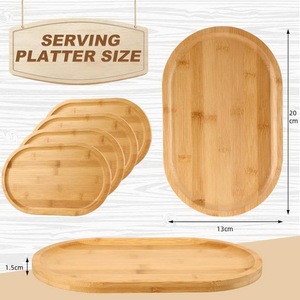 Bandeja de Servir de Madera Estilo Rústico, Bandeja Grande de Madera Maciza para Desayuno, Té y Café, Juego de 4 en Forma Ovalada - Product Image 2