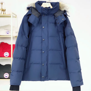 White <b>Hooded</b> Down Puffer Jacket With <b>Fur</b> Trim Stand Collar Windproof Casual Winter <b>Coat</b> Solid Color Thick Regular Fit - Product Image 3