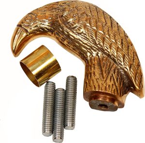 Bastón de madera con mango de diseño de cabeza de cuervo de latón pulido, estilo antiguo - Product Image 1