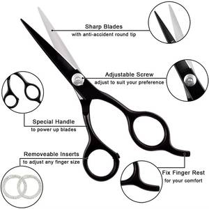 กรรไกรตัดผมมืออาชีพ ใบมีดสแตนเลส สำหรับคนถนัดขวา พร้อมที่พักนิ้วโป้ง - Product Image 6