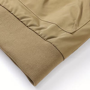 ARZINEN INDUSTRY <b>Men's</b> <b>Khaki</b> Bomber Jacket Zipper Closure Polyester Windproof Casual Solid Color Stand Collar Regular Fit - Product Image 4