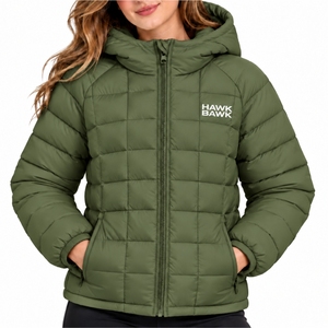 Chaqueta Acolchada con Capucha para Mujer, Moderna, Informal, con Cierre, Diseño Personalizado - Product Image 1