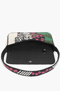 Sac à main en toile brodée de perles fait main pour femme - Mode de luxe, bandoulière réglable, taille personnalisable, doublure en coton, bouton - Product Image 4