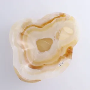 Bol de service irrégulier en onyx miel, résistant au feu, pour cuisine moderne, salle à manger, villa, revêtement mural de salon en onyx - Product Image 1