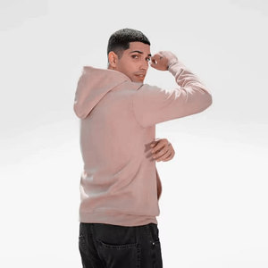 Sudadera con Capucha Beige para Hombre, Corte Regular, Informal, Tejida, 100% Algodón, Felpa, Color Sólido, para Otoño - Product Image 6