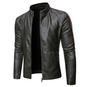 Custom Fashion Genuine <b>Leather</b> Eco-friendly High Street <b>Jacket</b> for <b>Men</b> Solid Color Luxury Classic Design High Quality Stand - Product Image 1