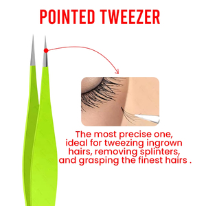 Pinzas Profesionales para Cejas con Punta Puntiaguda, Acero Inoxidable, Herramienta de Belleza de Precisión, Reutilizables, para Depilación, con Estuche Verde Moderno Incluido - Product Image 3