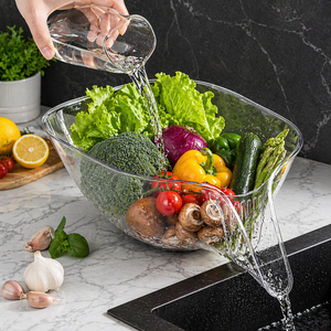 Large Capacity Transparent <b>Colander</b> Bowl with Smart Drain Spout for Easy Fruit & Vegetable Washing - Product Image 1