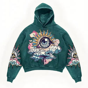 Sweat à capuche oversize personnalisé de haute qualité, coupe courte, effet vieilli, en molleton/coton, lavage vintage, impression intégrale, service OEM - Product Image 5