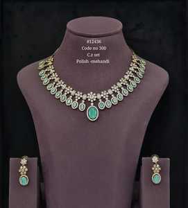 12436Red Oval Cubic Zirconia <b>Necklace</b> and Earring <b>Set</b> <b>Silver</b> Mehandi Tone Fashion Jewelry <b>Set</b> for Wedding Party Gift Wear - Product Image 4