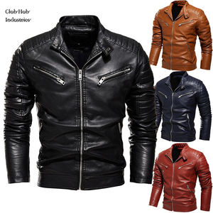 Chaqueta de Cuero Casual para Hombre, de Piel de Oveja Genuina, con Logotipo Personalizado, de Primera Calidad, para Otoño - Product Image 1