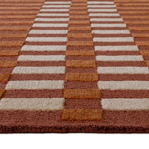 Modern Rust Geometric Area Rug Hand Tufted Textured Pattern Premium Wool Carpet Contemporary Living Room Bedroom <b>Floor</b> Decor Mat - Product Image 5