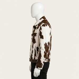 เสื้อแจ็คเก็ตหนังวัวแท้สำหรับผู้ชาย ลายสัตว์ ปกคอพับ ซิปหน้า ทรงปกติ เสื้อคลุมลำลองสำหรับฤดูหนาว - Product Image 3