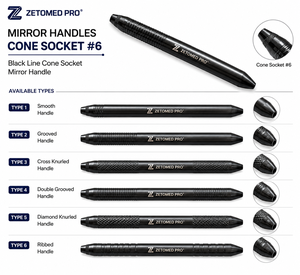 Cone Socket Mirror Handle #6 Black Line Dental Mirror Handle Stainless Steel Zetomed Pro - Product Image 4