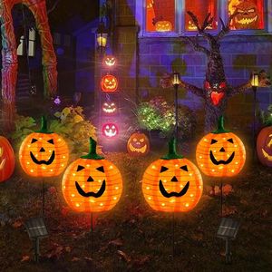 Luci LED per zucca ad energia solare di Halloween impostate 4 grandi luci con 2 modalità per percorsi all'aperto e decorazioni da giardino - Product Image 6