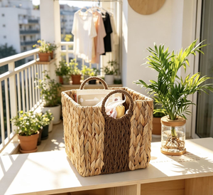 Vente directe du fabricant de paniers de rangement en jacinthe d'eau naturelle, de supports de rangement pour armoire tissés à la main et d'organisateurs décoratifs. - Product Image 3