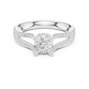 แหวนแต่งงานเพชรทรงกลมเพาะเลี้ยงในห้องปฏิบัติการทองคำ 14K สีเหลืองสำหรับผู้หญิง |   เพชรที่เพิ่งเพาะเลี้ยง - Product Image 2