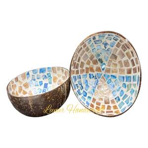 El mejor precio, colores personalizables, cuenco de laca de coco pintado a mano, cuchara decorativa para servir comida directamente de Vietnam - Product Image 1