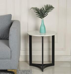 Modern <b>Marble</b> <b>Top</b> <b>Console</b> <b>Table</b> with Black Metal Trestle Base for Living Room Furniture - Product Image 1