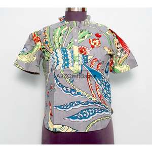 Camiseta de Punto Hecha a Mano 100% Algodón, Estilo Coreano, para Mujer, Verano/Primavera, Informal de Oficina, Transpirable, Manga Larga, Cuello Redondo, Estampado Floral, Moderna - Product Image 1