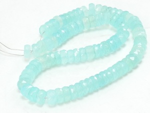 Aqua <b>Blue</b> Chalcedony Faceted Polished Tire Coin Button Wheel Shape 10-Inch Strand 6-7MM Approx for Making Jewelry PMEGEMSBEADS - Product Image 2