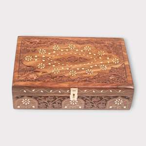 <b>Wooden</b> Hand Carved <b>Trunk</b> Or <b>Storage</b> Boxes For Jewelry Keepsake Or Vanity <b>Storage</b> Wood Box - Product Image 5