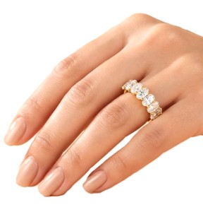 Anillo de Boda Ovalado con Diamantes, Oro Sólido de 10K, 14K, 18K, Anillo Apilable para Aniversario, Claridad VVS, Color E, Anillo Nupcial Minimalista para Mujer - Product Image 6