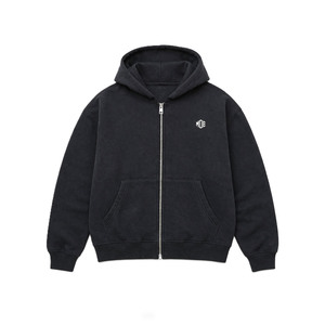 Sudaderas con capucha y cremallera para hombre, de algodón grueso, corte holgado, estilo urbano, diseño liso, con logo personalizado, venta al por mayor OEM - Product Image 2