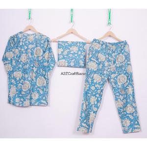 Conjunto de pijamas de mujer con cuello en V y manga larga, 100% algodón puro, hecho a mano, para primavera y verano, conjunto de ropa para el hogar - Product Image 5