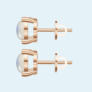 Heerani Jewels - Pendientes de piedra lunar redonda natural chapados en oro rosa, plata de ley 925, joyería clásica para mujer - Product Image 2