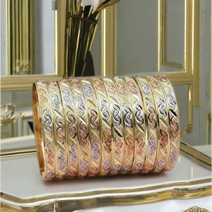 Venta al por Mayor de Brazaletes de Oro de 3 Tonos, Brazaletes de Oro Multitono, Joyería de Moda, Juego de Brazaletes de 3 Tonos, Juego de Brazaletes Tricolor - Product Image 1