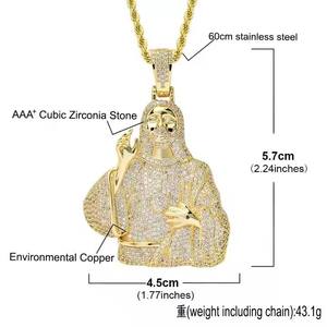Pendentif Jésus glacé très demandé, plaqué or rose, avec strass en cristal, breloque religieuse, collier unisexe style Hip Hop - Product Image 2