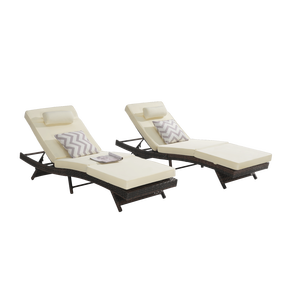 Set di sedie da giardino all'aperto 2 pezzi in vimini reclinabile Set di 150 gradi spiaggia a bordo piscina prendere il sole per lunghi lettini reclinabili - Product Image 3