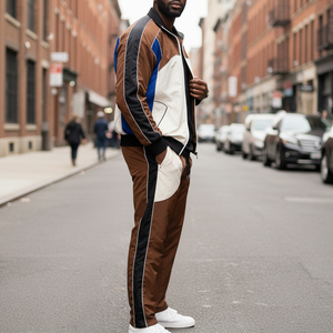 Ensemble coupe-vent à capuche et cordon de serrage, veste et pantalon de jogging ajustés, imperméable et coupe-vent, imprimé, en polyester/nylon, style streetwear – Vente chaude - Product Image 6