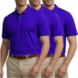 Polo à manches courtes pour homme, couleur unie, respirant, en coton tricoté, vêtement décontracté, coupe classique - Product Image 6