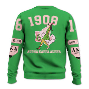 Sudadera de Forro Polar con Cuello Redondo Alpha para Hombre, Bordada en Verde, Ropa Casual de Invierno, Estilo Universitario - Product Image 3