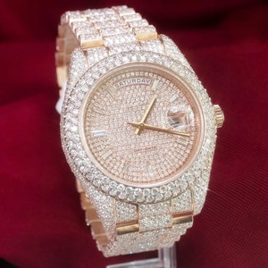 Montre de luxe pour homme Hip Hop Bust Custom, automatique, mécanique, en acier inoxydable, bracelet 16 mm, or, sertie de diamants Moissanite VVS - Product Image 2