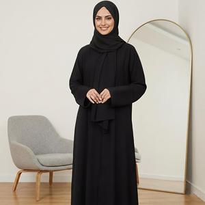 Breathable Lightweight Polyester Niqab Cape Khimar Face Veil <b>Plain</b> Color Islamic Jersey Khimar And <b>Abaya</b> Set - Product Image 3