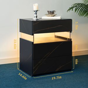 LED Nightstands 3 Drawer Dresser for Bedroom <b>Acrylic</b> <b>Board</b> LED Bedside Tables for Living Room End Table Bedside Furniture - Product Image 2