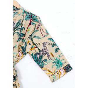 Ensemble de pyjama élégant et luxueux pour femmes, 100% coton pur, imprimé floral, ample, pour demoiselles d'honneur indiennes, séchage rapide, respirant - Product Image 4