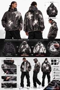 Custom Color Changing Camouflage Camo <b>Zip</b> <b>up</b> Thermochromic Streetwear Waterproof Windproof Windbreaker Hoodies <b>jacket</b> for men - Product Image 5