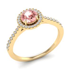 แหวนแต่งงาน REYES แบบสั่งทำพิเศษ ทองคำแท้ 14K ประดับเพชรทรงกลมเจียระไนแบบบริลเลียนต์ 0.84 กะรัต พร้อมพลอยมอร์แกไนต์ สำหรับผู้หญิง - Product Image 2