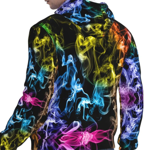 Sudadera con Capucha para Hombre, Estampado de Humo Colorido, Corte Regular, Informal, Tejida en Poliéster, para Otoño - Product Image 5