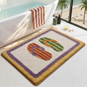 Tapis de bain rectangulaire en coton à poils touffus, antidérapant, avec envers en caoutchouc, en polypropylène, pour usage domestique – Nouveauté - Product Image 6
